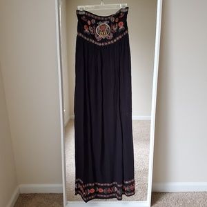 Strapless Black Tribal Maxi Dress